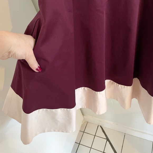 Kate Spade Fiorella Mini Dress Pockets A-line Burgundy Cream Preppy Retro Sz 2 - Picture 12 of 15